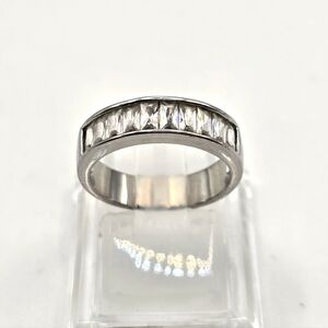 Vintage Swarovski Crystal Silver Plated Band Ring - Size 6.75